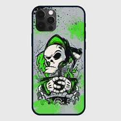 Чехол для iPhone 12 Pro Max Slipknot скелет green, цвет: 3D-черный