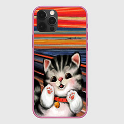 Чехол для iPhone 12 Pro Max Крик котёнка мяу, цвет: 3D-малиновый