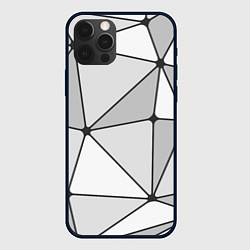 Чехол для iPhone 12 Pro Max Геометрические линии на сером фоне, цвет: 3D-черный