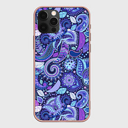 Чехол для iPhone 12 Pro Max Flower patterns, цвет: 3D-светло-розовый