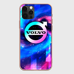 Чехол для iPhone 12 Pro Max Volvo неоновый космос, цвет: 3D-светло-розовый