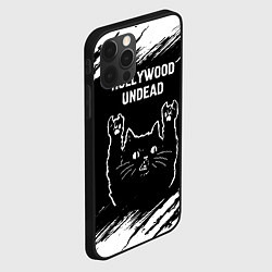 Чехол для iPhone 12 Pro Max Группа Hollywood Undead и рок кот, цвет: 3D-черный — фото 2