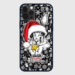 Чехол для iPhone 12 Pro Max Merry Christmas! Rabbit with cookies, цвет: 3D-черный