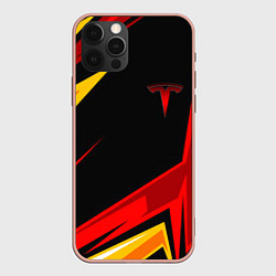Чехол для iPhone 12 Pro Max Тесла - Оранжевая спортивная, цвет: 3D-светло-розовый
