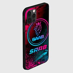 Чехол для iPhone 12 Pro Max Saab - neon gradient, цвет: 3D-черный — фото 2