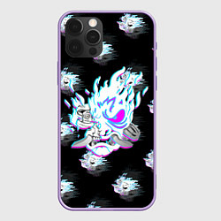 Чехол для iPhone 12 Pro Max Cyberpunk 2077 neon samurai glitch art colors, цвет: 3D-сиреневый