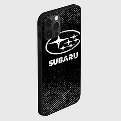 Чехол для iPhone 12 Pro Max Subaru с потертостями на темном фоне, цвет: 3D-черный — фото 2