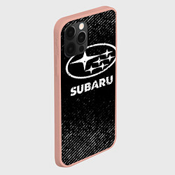 Чехол для iPhone 12 Pro Max Subaru с потертостями на темном фоне, цвет: 3D-светло-розовый — фото 2