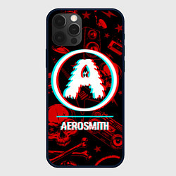 Чехол для iPhone 12 Pro Max Aerosmith rock glitch, цвет: 3D-черный