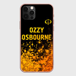 Чехол для iPhone 12 Pro Max Ozzy Osbourne - gold gradient: символ сверху, цвет: 3D-светло-розовый