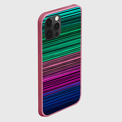 Чехол для iPhone 12 Pro Max Разноцветные неоновые шелковые нити, цвет: 3D-малиновый — фото 2