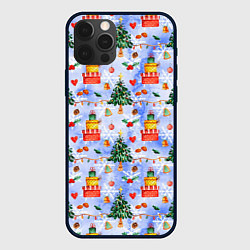 Чехол iPhone 12 Pro Max Новый год - елки и подарки