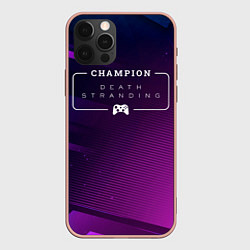 Чехол для iPhone 12 Pro Max Death Stranding gaming champion: рамка с лого и дж, цвет: 3D-светло-розовый