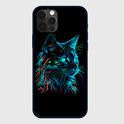 Чехол для iPhone 12 Pro Max Неоновый котик, цвет: 3D-черный