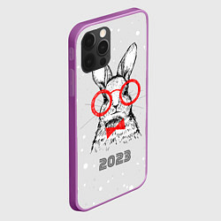 Чехол для iPhone 12 Pro Max Снегопад и кролик 2023, цвет: 3D-сиреневый — фото 2
