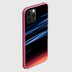 Чехол для iPhone 12 Pro Max Синие и оранжевые линии во тьме, цвет: 3D-малиновый — фото 2