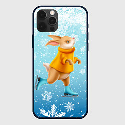 Чехол iPhone 12 Pro Max Кролик на коньках в снегопад