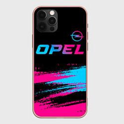 Чехол для iPhone 12 Pro Max Opel - neon gradient: символ сверху, цвет: 3D-светло-розовый