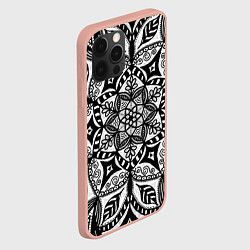 Чехол для iPhone 12 Pro Max Черно-белая мандала, цвет: 3D-светло-розовый — фото 2