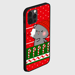 Чехол для iPhone 12 Pro Max Серый котик - игра в снежки, цвет: 3D-черный — фото 2