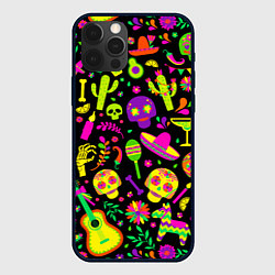 Чехол для iPhone 12 Pro Max Mexican motifs, цвет: 3D-черный