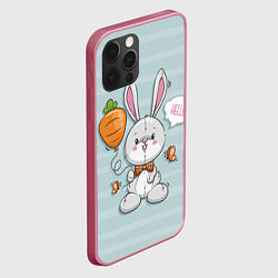 Чехол для iPhone 12 Pro Max Милый зайка с шариком-морковкой, цвет: 3D-малиновый — фото 2