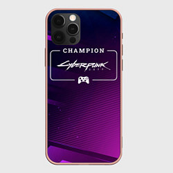 Чехол для iPhone 12 Pro Max Cyberpunk 2077 gaming champion: рамка с лого и джо, цвет: 3D-светло-розовый