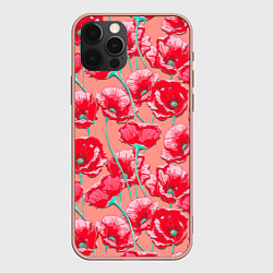Чехол iPhone 12 Pro Max Красные маки - паттерн