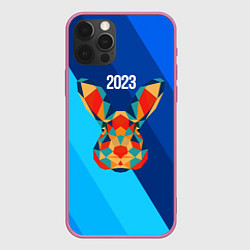 Чехол для iPhone 12 Pro Max Кролик из мозаики 2023, цвет: 3D-малиновый