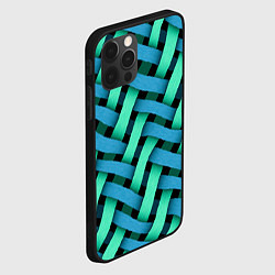 Чехол для iPhone 12 Pro Max Сине-зелёная плетёнка - оптическая иллюзия, цвет: 3D-черный — фото 2