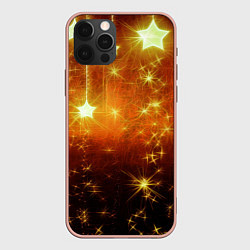 Чехол для iPhone 12 Pro Max Золотистае звёзды, цвет: 3D-светло-розовый