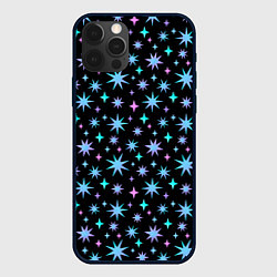 Чехол для iPhone 12 Pro Max Зимние цветные звезды, цвет: 3D-черный