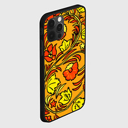 Чехол для iPhone 12 Pro Max Хохлома золотой фон, цвет: 3D-черный — фото 2