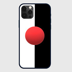 Чехол iPhone 12 Pro Max Красный шар на черно-белом фоне с объемным эффекто