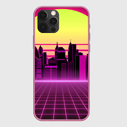Чехол для iPhone 12 Pro Max Синтвейв рассвет, цвет: 3D-малиновый