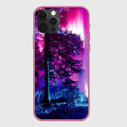 Чехол для iPhone 12 Pro Max Сиреневый лес - глитч, цвет: 3D-малиновый