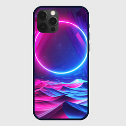 Чехол для iPhone 12 Pro Max Круг и разноцветные кристаллы - vaporwave, цвет: 3D-черный