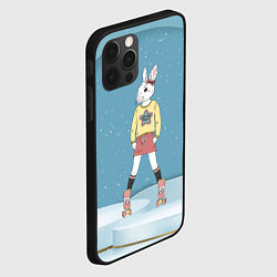 Чехол для iPhone 12 Pro Max Зайчиха на роликах - новый год, цвет: 3D-черный — фото 2