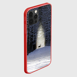 Чехол для iPhone 12 Pro Max Олень в зимнем лесу, цвет: 3D-красный — фото 2
