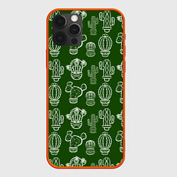 Чехол для iPhone 12 Pro Max Кактусовый паттерн, цвет: 3D-красный