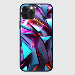 Чехол для iPhone 12 Pro Max Осколки голубовато-металлические, цвет: 3D-черный