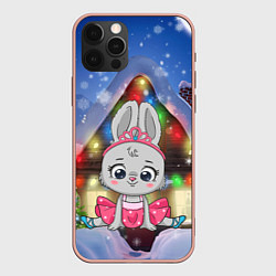 Чехол для iPhone 12 Pro Max Зайка на шпагате, цвет: 3D-светло-розовый