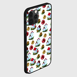 Чехол для iPhone 12 Pro Max Новогодние домики на белом - паттерн, цвет: 3D-черный — фото 2