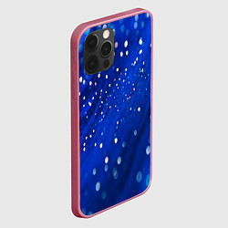 Чехол для iPhone 12 Pro Max Белые пузыри на синем фоне, цвет: 3D-малиновый — фото 2