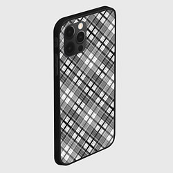 Чехол для iPhone 12 Pro Max Черно белый узор в косую клетку, цвет: 3D-черный — фото 2