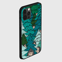 Чехол для iPhone 12 Pro Max Ежи в еловом лесу, цвет: 3D-черный — фото 2