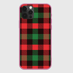 Чехол для iPhone 12 Pro Max Рождественский тартан, цвет: 3D-малиновый