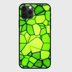Чехол для iPhone 12 Pro Max Неоновые салатовые осколки, цвет: 3D-черный
