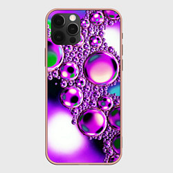 Чехол для iPhone 12 Pro Max Фиолетовые пузыри, цвет: 3D-светло-розовый