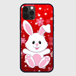Чехол для iPhone 12 Pro Max Весёлый кролик в снежинках, цвет: 3D-черный